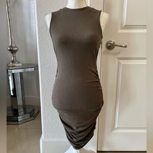 MARBLE Sleeveless Brown Midi Dress